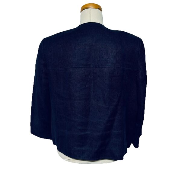 Lauren Ralph Lauren Navy Blue Double-breasted Fully Lined Linen Blazer Jacket 14 - Picture 2 of 4